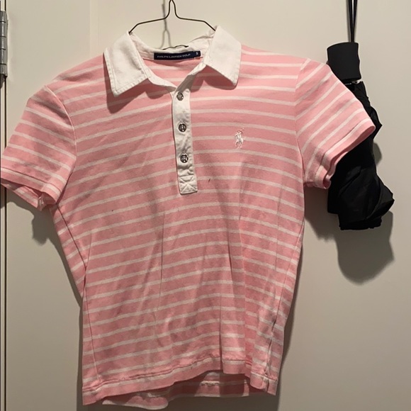 Pink and white striped Polo shirt - Picture 1 of 4
